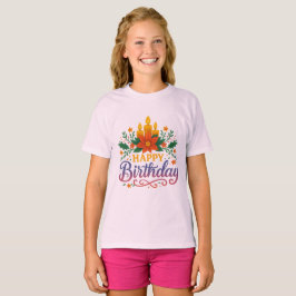 Grattis på födelsedagen Ljusstake Flickor Grundläg T Shirt