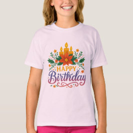 Grattis på födelsedagen Ljusstake Flickor Grundläg T Shirt