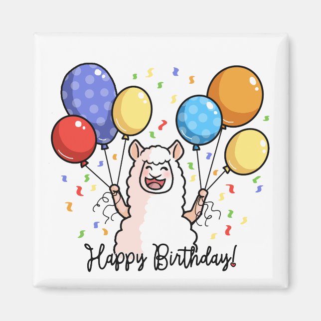 Grattis på födelsedagen Llama Magnet (Framsidan)