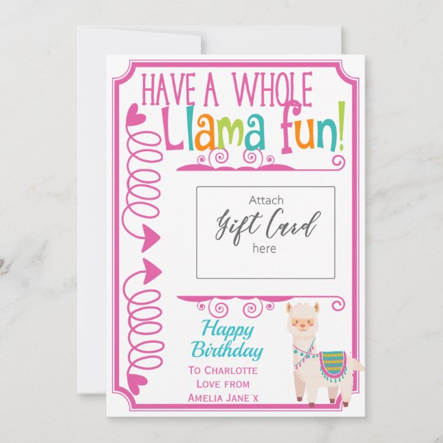 Grattis på födelsedagen Llama Roligt Gift Card Hol (Framsida)