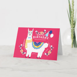 Grattis på födelsedagen Llama Shock rosa Kort