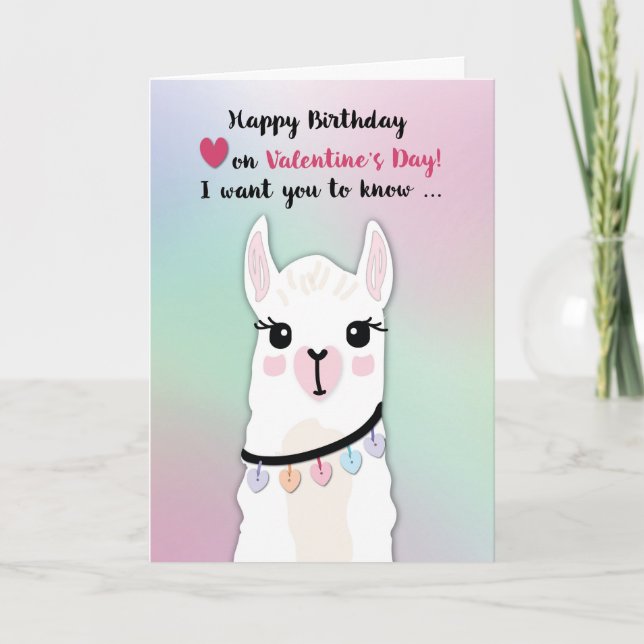Grattis på födelsedagen Llamas Valentindagen Heart Kort (Framsida)