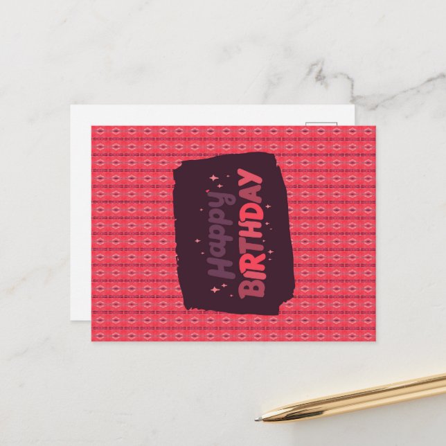 Grattis på födelsedagen Lodrät Stringed Ornaments  Vykort (Fram/Back In Situ)