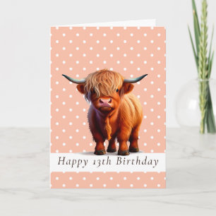 GRATTIS PÅ FÖDELSEDAGEN LONG HAIR BROWN COW CARD KORT
