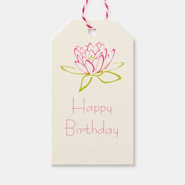 Grattis på födelsedagen Lotus Flower/Vatten Lily Presentetikett (Framsidan)