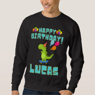 Grattis på födelsedagen Lucas Funny Bithday Boys Lång Ärmad Tröja