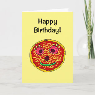 Grattis på födelsedagen! (lustig pizza ansikte) kort