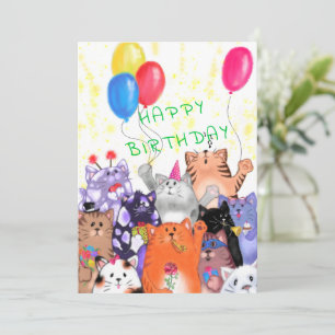 Grattis på födelsedagen - Lycklig Cat Party Teckna