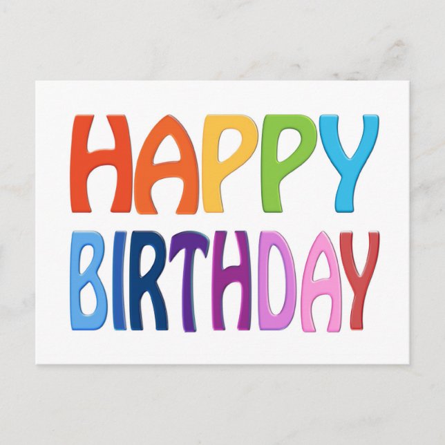 Grattis på födelsedagen - Lycklig färglöst Hälsnin Vykort (Framsida)