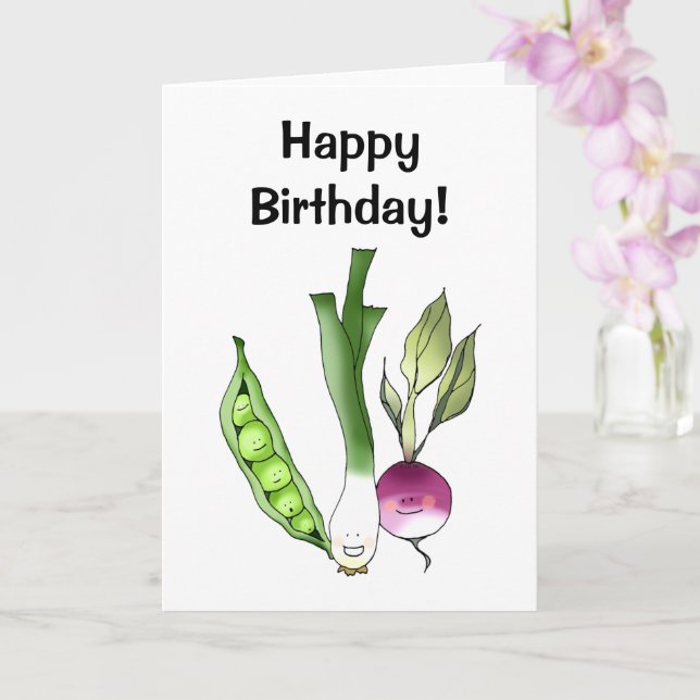 Grattis på födelsedagen! (lycklig-grönsaker) kort (Orkide)