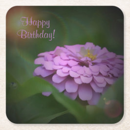 Grattis på födelsedagen Lysande Zinnia Pappersunde Underlägg Papper Kvadrat