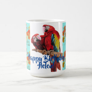 Grattis på födelsedagen Macaw Orange Poppy Womans Kaffemugg