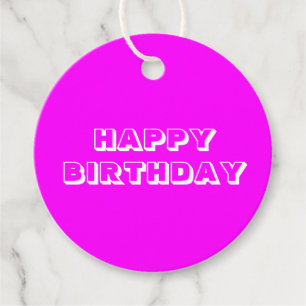 Grattis på födelsedagen, magenta rosa vit gåva gåvor etiketter