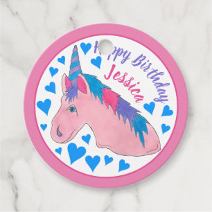 Grattis på födelsedagen Magic Rosa Unicorn Party Gåvor Etiketter
