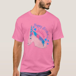 Grattis på födelsedagen Magic Rosa Unicorn Party T Shirt
