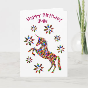 Grattis på födelsedagen Magic Unicorn Flower Child Kort