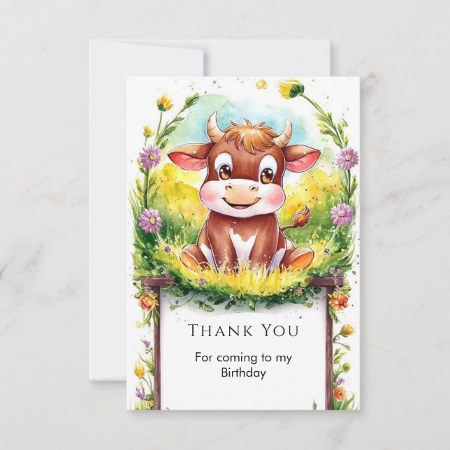 Grattis på födelsedagen, Magiska Kon Tack Kort (Framsida)