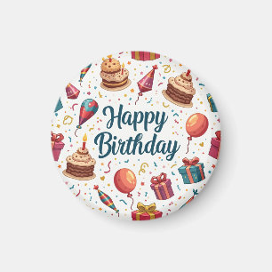 Grattis på födelsedagen Magnet med ballonger och k