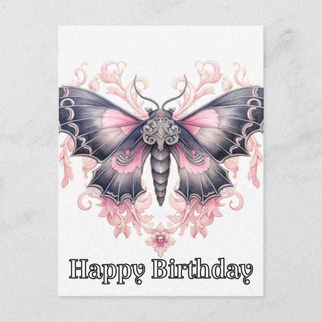 Grattis på födelsedagen Majestic Butterfly Illustr Helg Vykort (Framsida)