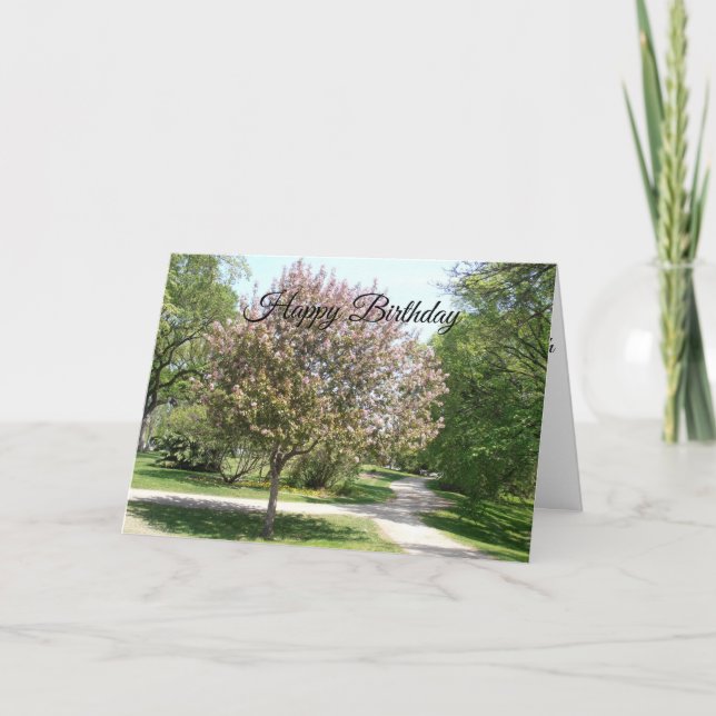 Grattis på födelsedagen Mamma Äppelblomstrande Trä Kort (Framsida)