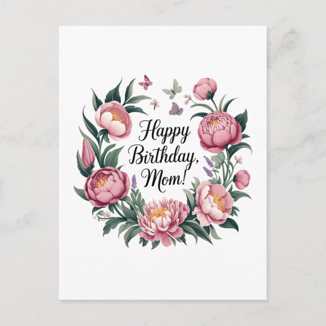 Grattis på födelsedagen Mamma Blommig design  Vykort (Framsida)