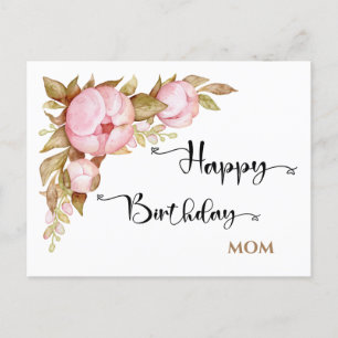 Grattis på födelsedagen Mamma Blommigt Watercolor Vykort