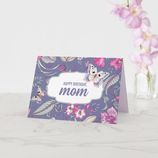 Grattis på födelsedagen, Mamma. Blommor och fjäril Kort (Orkide)