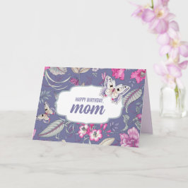Grattis på födelsedagen, Mamma. Blommor och fjäril Kort