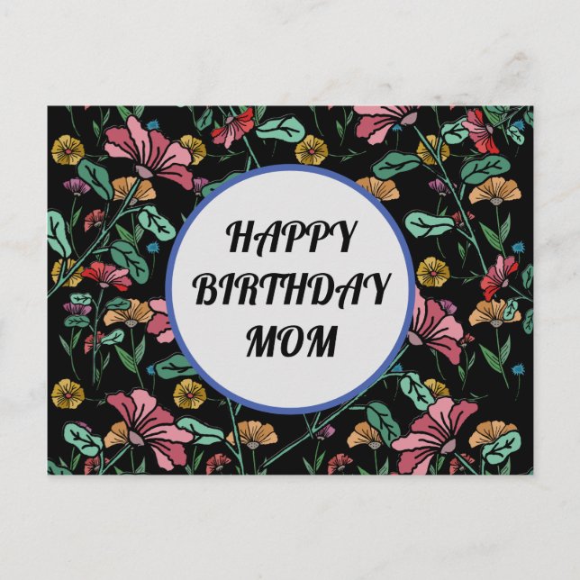Grattis på födelsedagen mamma blomsterkort vykort (Framsida)