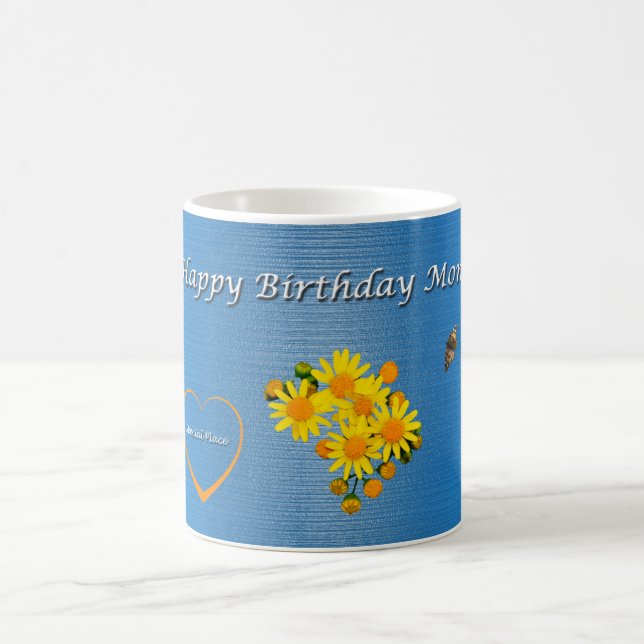 Grattis på födelsedagen Mamma Butterfly Blommigt Kaffemugg (Center)