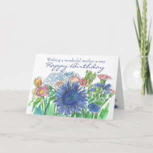 Grattis på födelsedagen Mamma Daisy Hydrangea Buke Kort