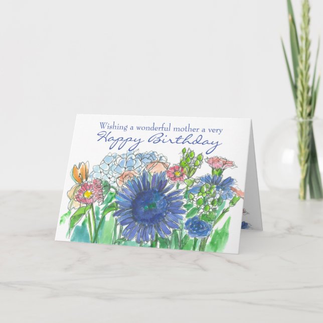 Grattis på födelsedagen Mamma Daisy Hydrangea Buke Kort (Framsida)