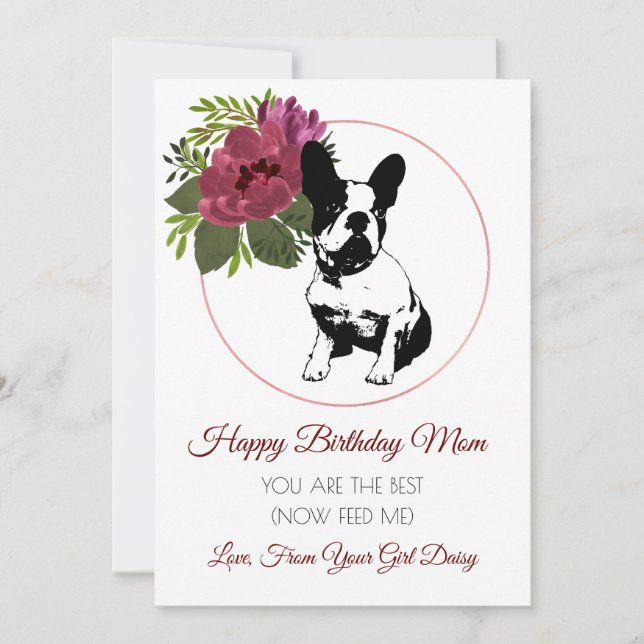 Grattis på födelsedagen Mamma från Hund Bulldog Julkort (Framsida)