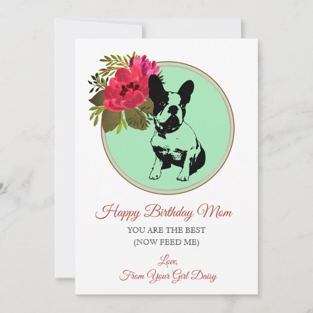 Grattis på födelsedagen Mamma från Hund Bulldog Julkort (Framsida)