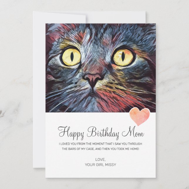 Grattis på födelsedagen Mamma från Rädding Katt Kort (Framsida)
