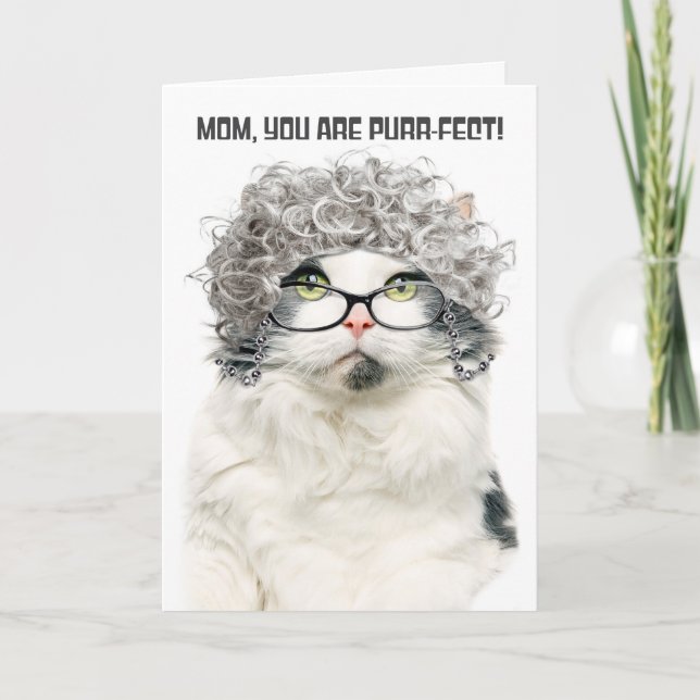 Grattis på födelsedagen Mamma, gammalt katt med Gr Helgkort (Framsida)
