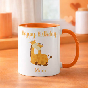 Grattis på födelsedagen Mamma Giraffe och Baby Mugg