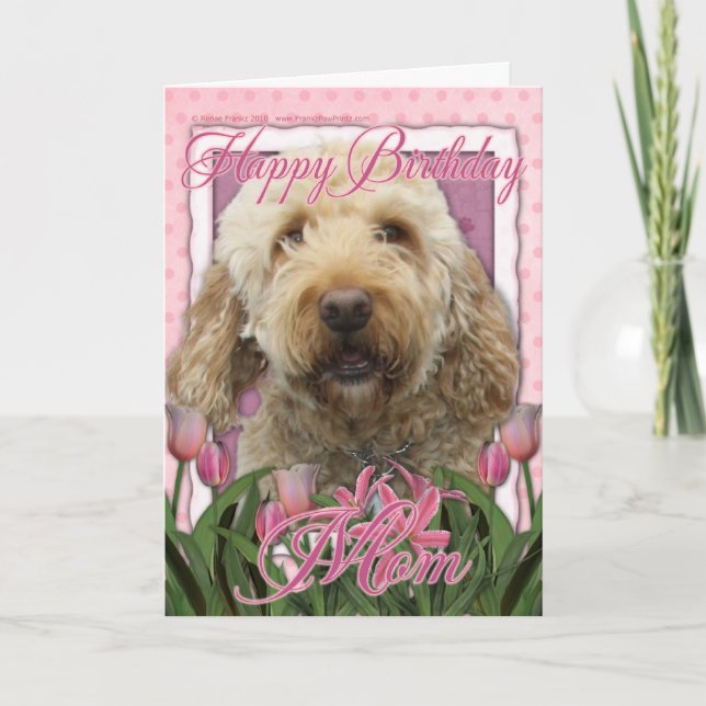 Grattis på födelsedagen Mamma - Goldendoodle Kort (Framsida)