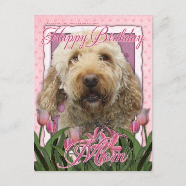 Grattis på födelsedagen Mamma - Goldendoodle Vykort (Framsida)