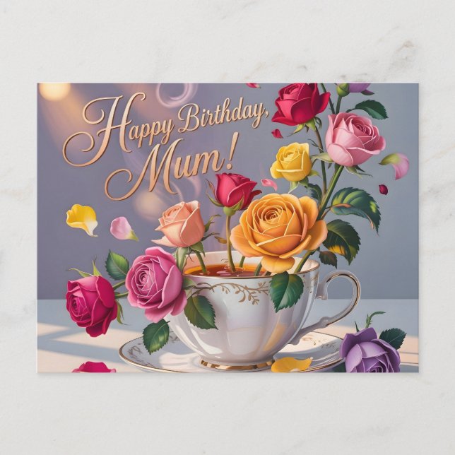 Grattis på födelsedagen Mamma Hälsning med Rosor Vykort (Framsida)