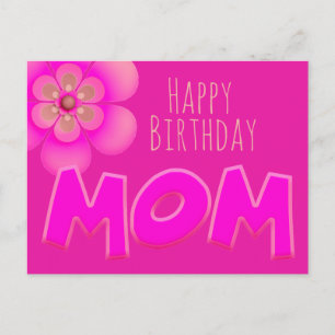 Grattis på födelsedagen Mamma i rolig, ljus rosa t Vykort