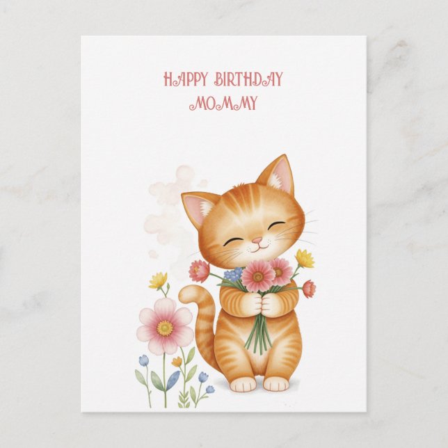 Grattis på födelsedagen Mamma katt Vykort (Framsida)