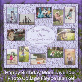 Grattis på födelsedagen Mamma Lavender Photo Colla Fleecefilt