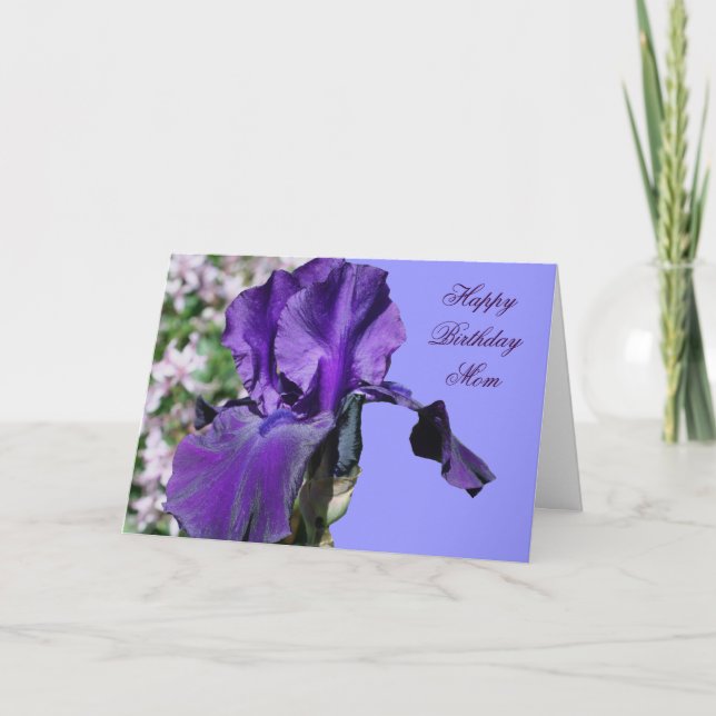 Grattis på födelsedagen Mamma Lila Iris-fotoport Kort (Framsida)