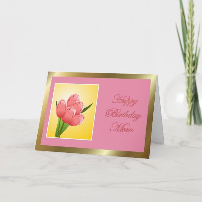 Grattis på födelsedagen Mamma med tulpaner Kort (Framsida)