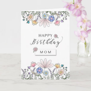 Grattis på födelsedagen MAMMA med vattenfärgsblomm Kort