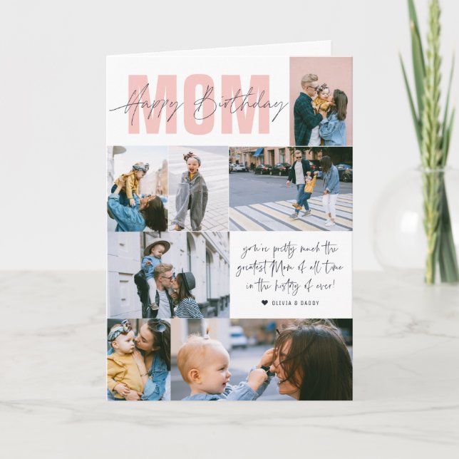 Grattis på födelsedagen Mamma| Modern 7 Fotokollag Kort (Framsida)