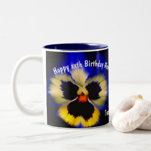 Grattis på födelsedagen Mamma Pansy Flower Personl Två-Tonad Mugg