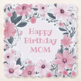 Grattis på födelsedagen Mamma Pastel Rosa Flowers Underlägg Papper