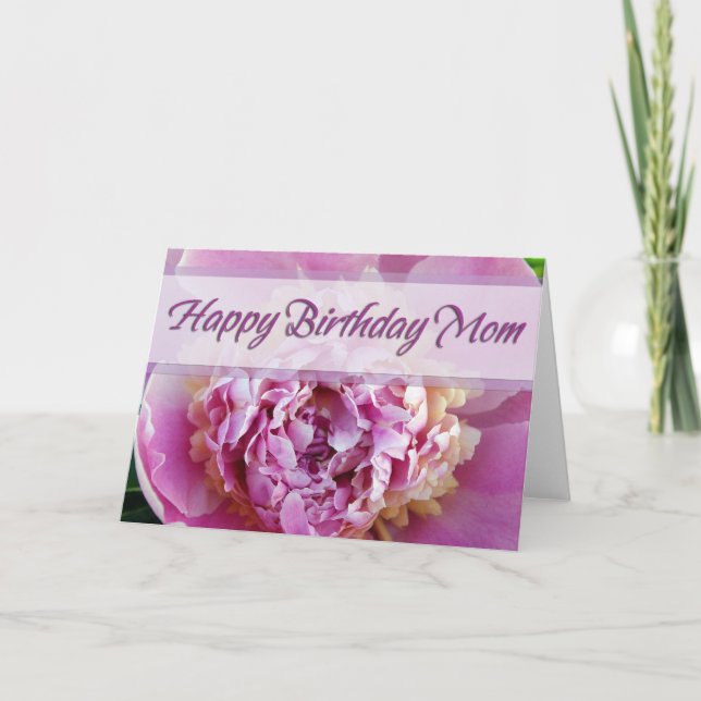 Grattis på födelsedagen Mamma Peony Kort (Framsida)